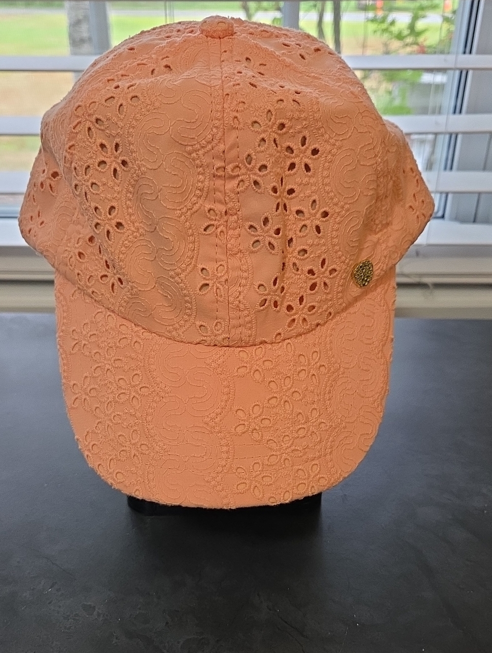 Peach Eyelet Baseball Cap